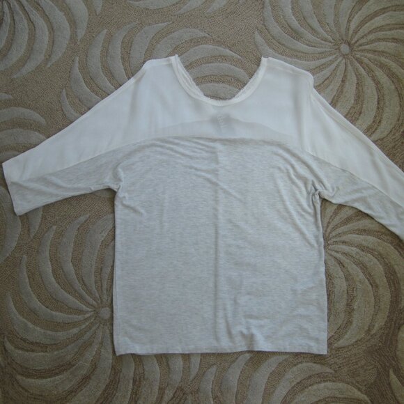Anthropology Dolan Left Coast Avan Dolman Sleeves Knit Top Size M White Grey - Picture 4 of 9